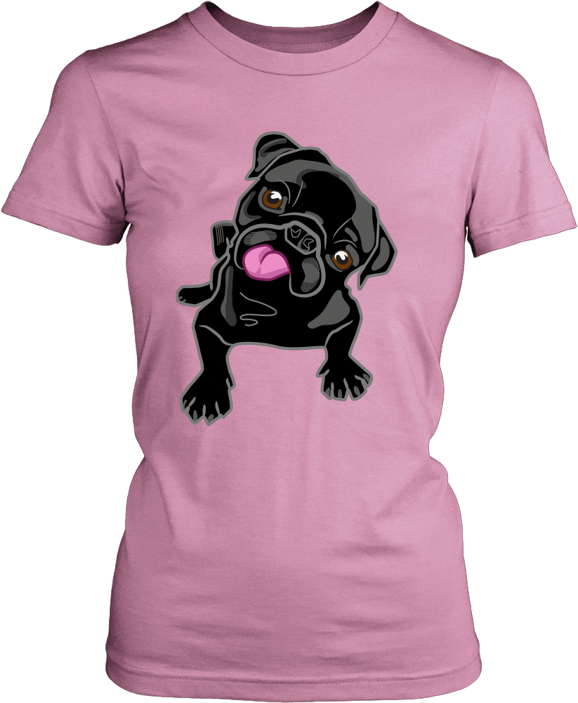 Women's Black Pug Puppy T-shirt - Limited Edition - Wine & Cat (1000x1000), Png Download