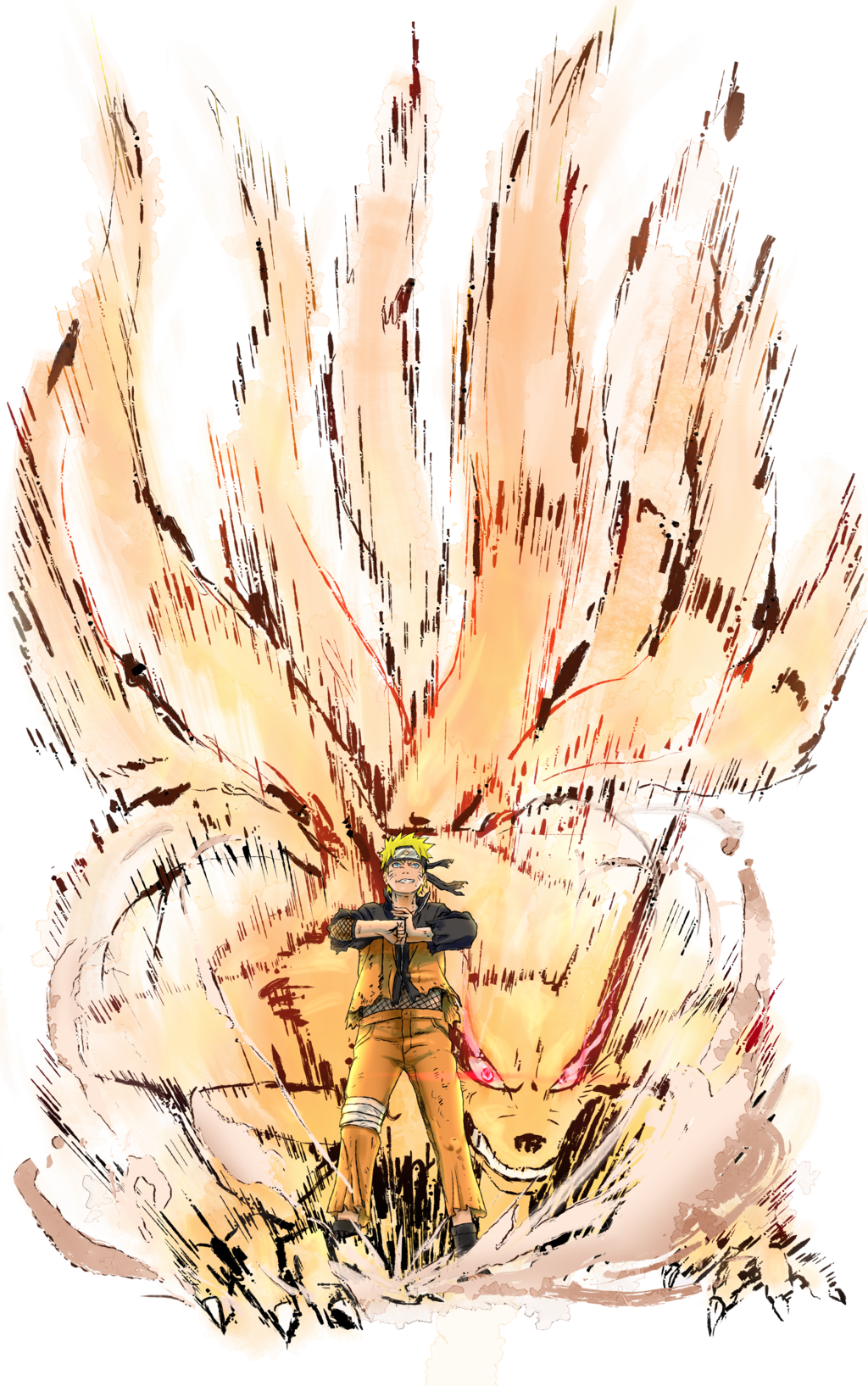 Naruto-kyubi By Sersorroza - Naruto Kyubi Fan Art (1024x1635), Png Download