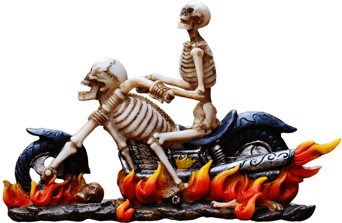Bullet Baba History Or Om Banna Story - Skeleton On Fire On A Motorbike (1280x843), Png Download