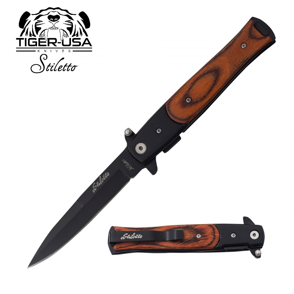 Stiletto Knives Luxury 9 Inch Godfather Stiletto Style - Stiletto Folding Knife (1024x1024), Png Download