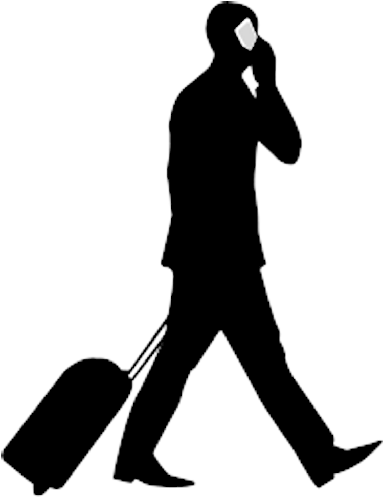 Cell Clip Art - Businessman Phone Silhouette Png (804x1042), Png Download