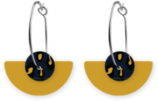 Moe Moe Design Navy Animal Print Circle Moon Sleeper - Earrings (819x1024), Png Download