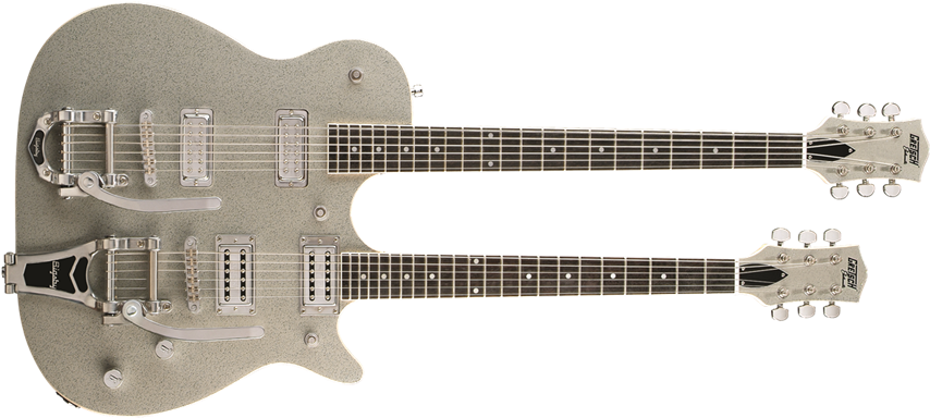 G5566 Electromatic® Jet Double Neck With Bigsby®, Rosewood - Gretsch G5566 Jet Double Neck Electric Guitar (1186x386), Png Download
