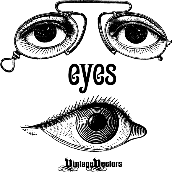 Antique Optometry Eye Glasses Graphic - Eyes Vintage (600x600), Png Download