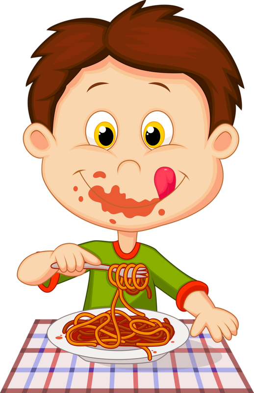 Personnages Illustration Individu Personne - Boy Eating Spaghetti Clipart (518x800), Png Download