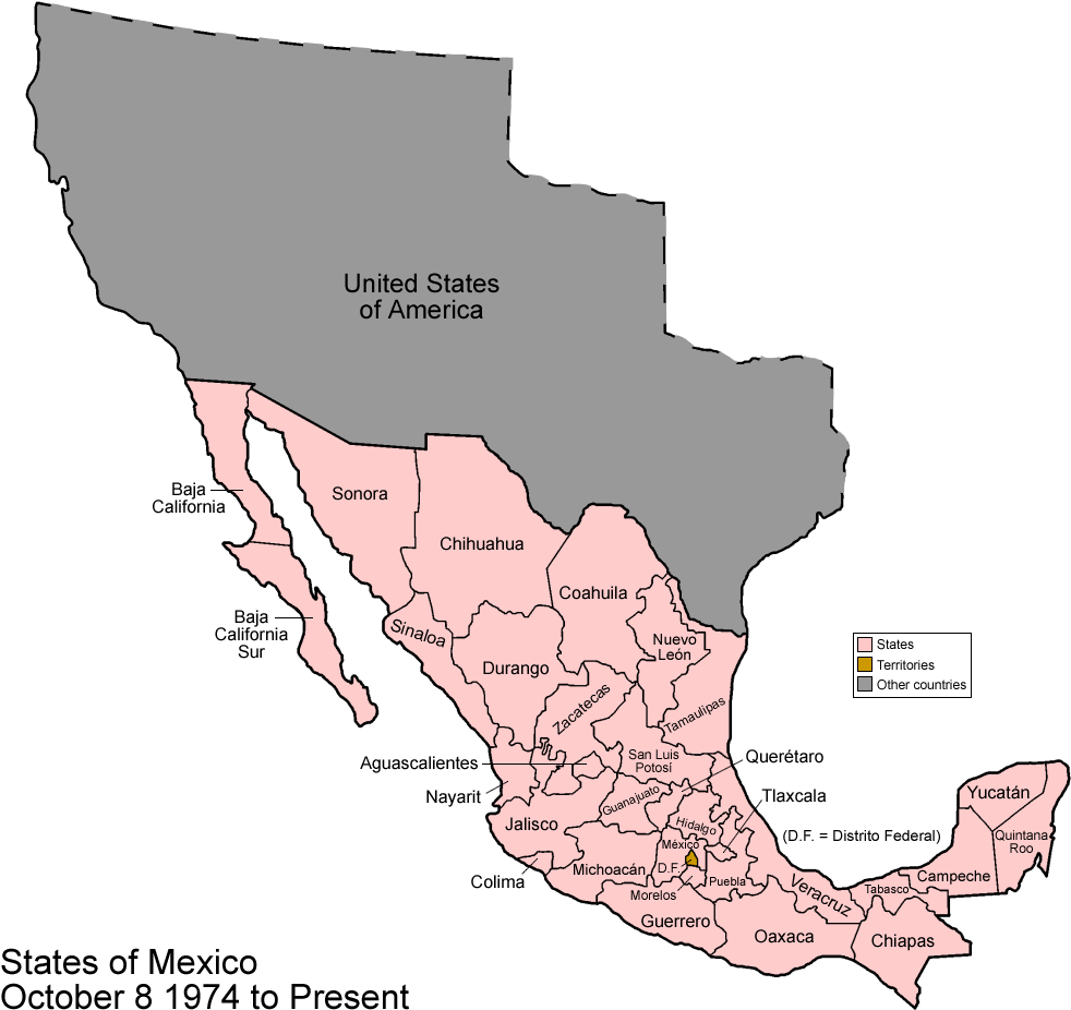 Mexico 1974 To Present - Mexico En 1974 (1000x957), Png Download