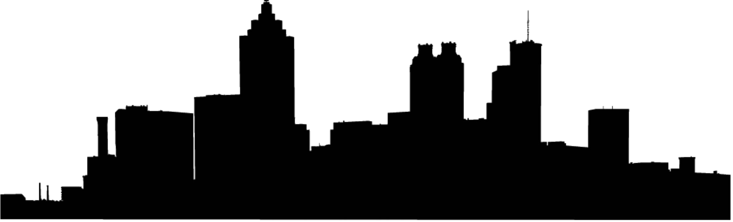 Skyline Silhouette Png - Silhouette Of Atlanta (2352x712), Png Download