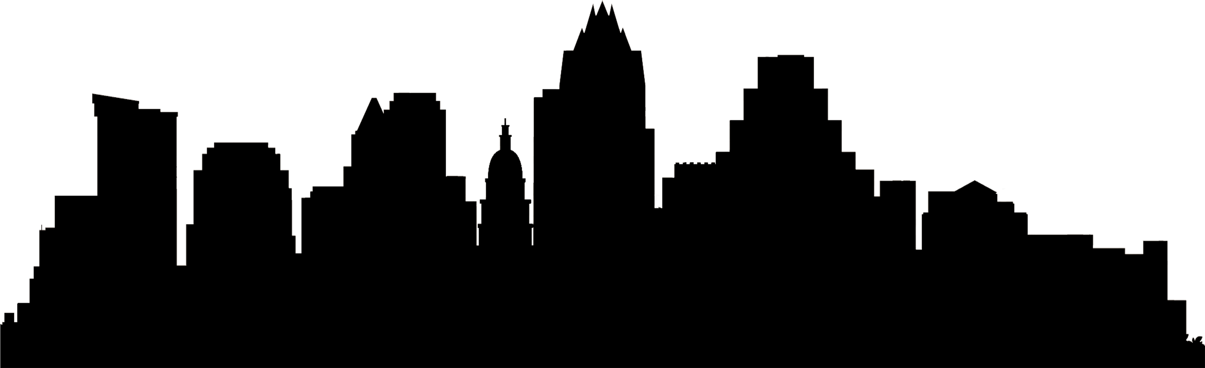 Atlanta Black And White Download Huge - Austin Texas Skyline Silhouette (4116x1289), Png Download