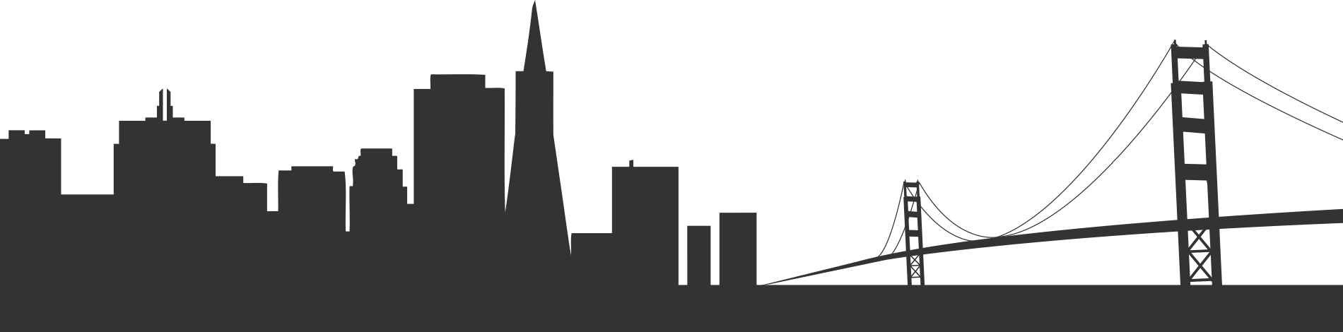 Clip Stock San Francisco Skyline Clipart - San Francisco Skyline Png (1900x470), Png Download