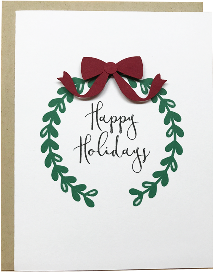 Happy Holidays Wreath - Happy Holiday Card Drawing (1024x1024), Png Download