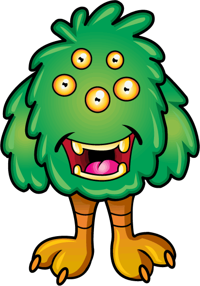 Funny Monster Clipart - Monsters With 5 Eyes (413x591), Png Download