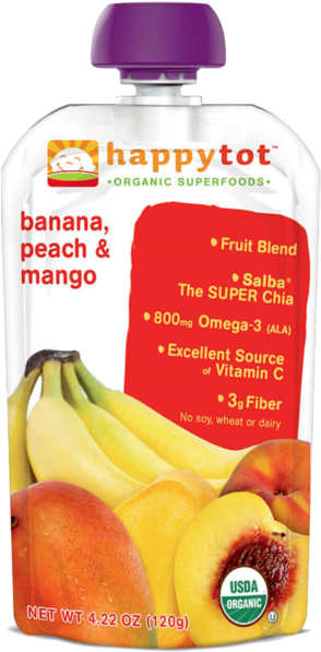 Happy Tot Organic Superfoods Bananas, Peaches & Mangos - Happy Family Happy Tot Superfoods - Blueberry Pear (600x600), Png Download
