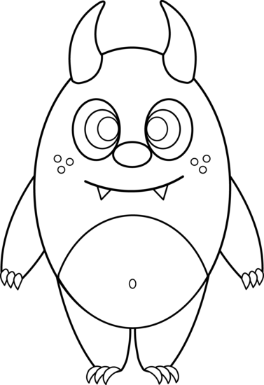 Silly Little Monster Coloring Page - Outline Of A Monster (377x550), Png Download