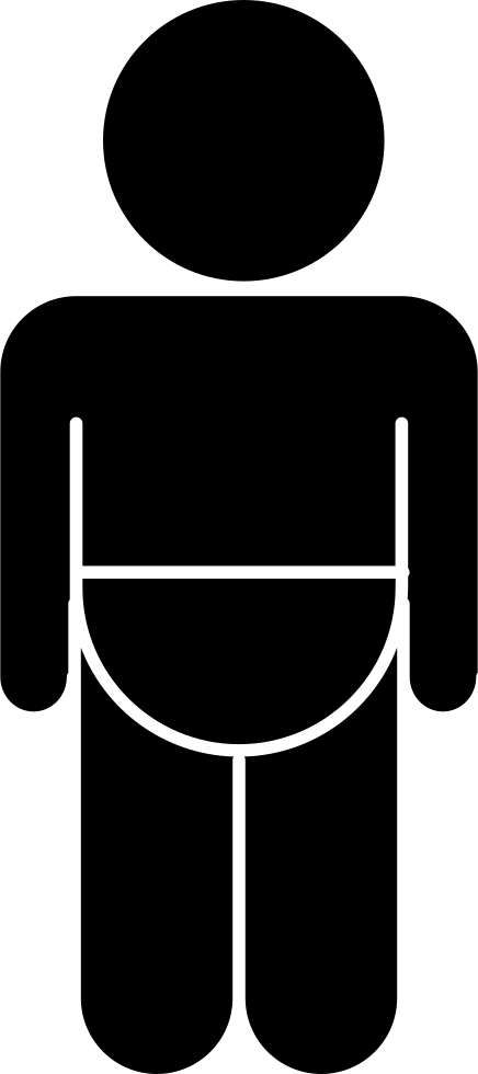 Baby Wearing Diaper Silhouette - Bonhomme Noir (436x980), Png Download