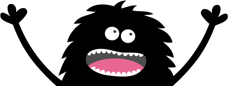 Half Big Monster - Silhouette Happy Monster (800x348), Png Download