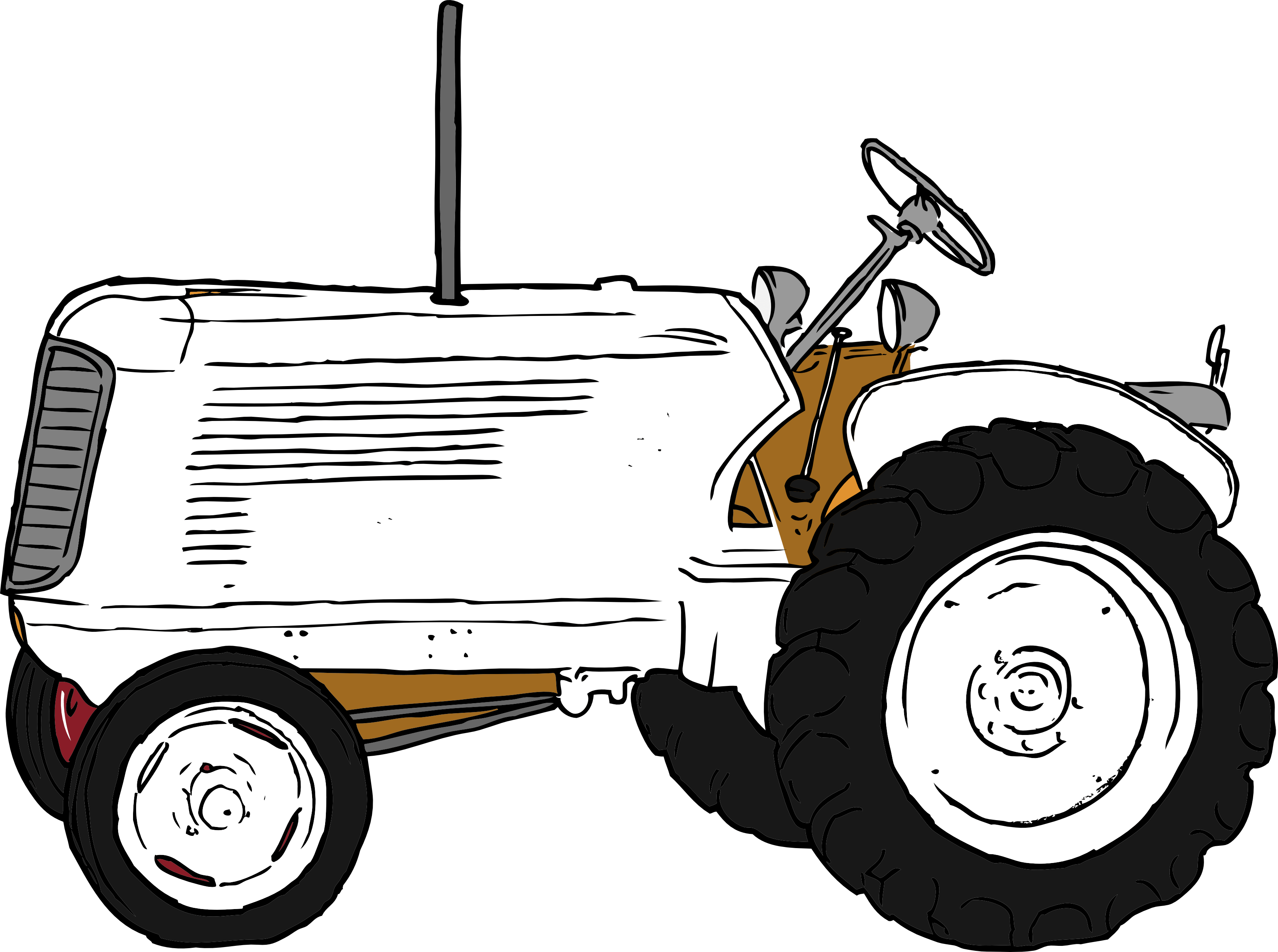 Tractor Trailer Clipart - Farm Tractor Images Black And White (3333x2483), Png Download