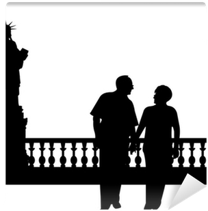 Lovely Retired Elderly Couple Walking In New York Silhouette - Statue Of Liberty Vector (400x400), Png Download