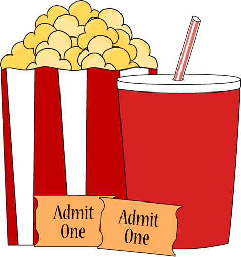 Movie Popcorn And Drink Clip Art - Movie Theme Clip Art (470x500), Png Download