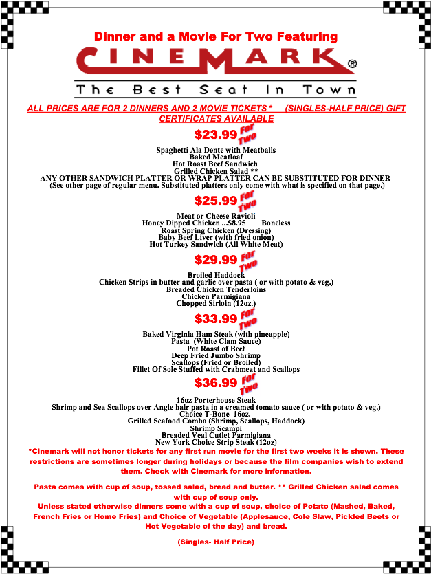 2 Dinners At Terry's And 2 Cinemark Tickets $23 - 喜 滿 客 (700x905), Png Download