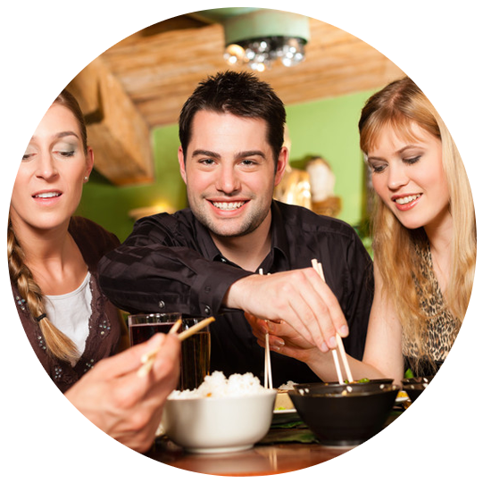 Craving Chinese Food Visit Us Today For Some Great - People Eating At A Chinese Restaurant (548x547), Png Download