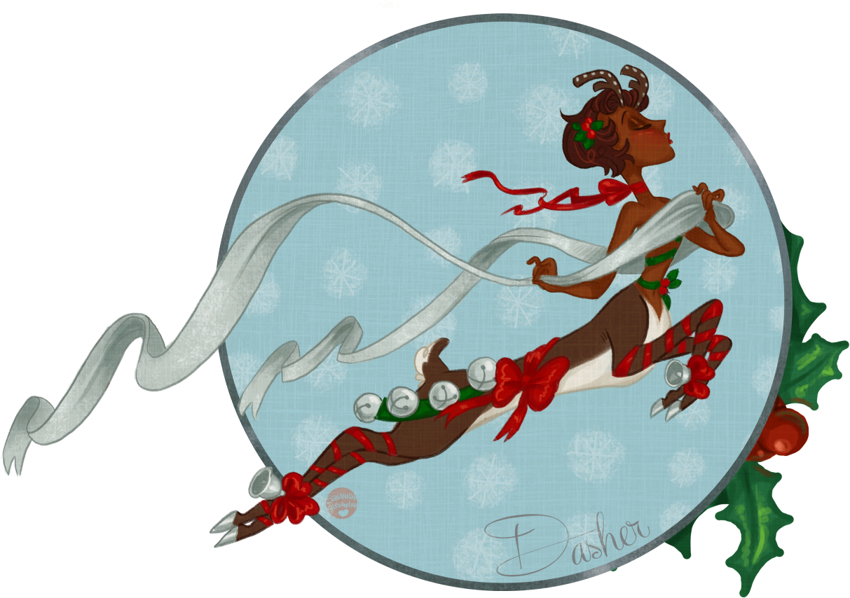 • Christmas Reindeer Santa Festive Vintage Holidays - Art (1280x954), Png Download