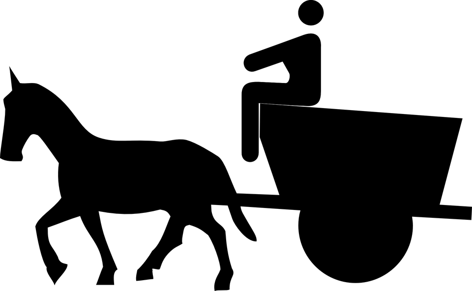 Drawn Cart Silhouette Horse - Horse Drawn Carriage Icon (960x592), Png Download