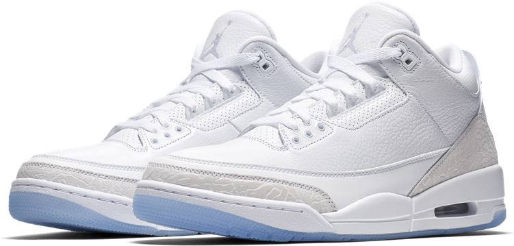 Air Jordan 3 Retro 'pure White' - Jordan 3 Pure White (750x750), Png Download