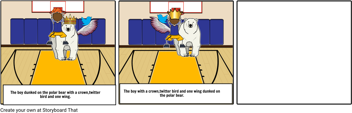 Boy Dunks On Polar Bear - Cartoon (1164x385), Png Download