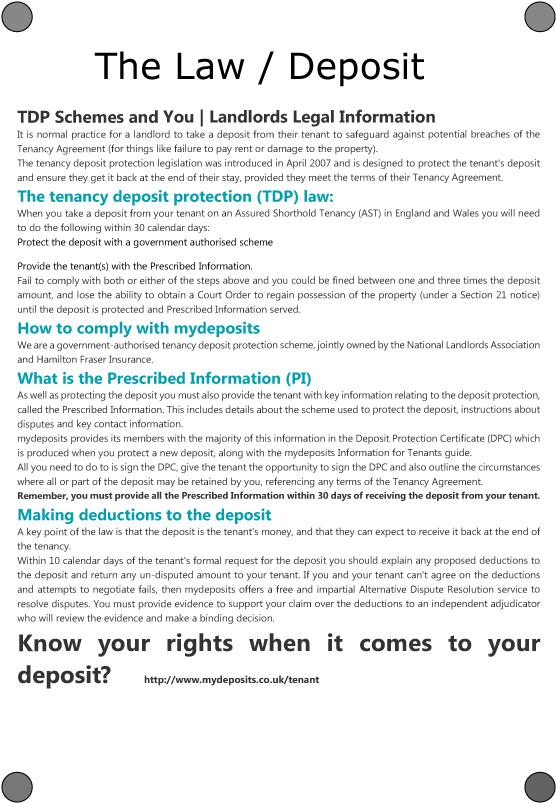 When Is The Deposit Returned - Tenancy Deposit Scheme (576x804), Png Download