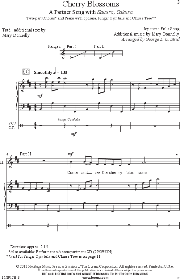 Cherry Blossoms Thumbnail Cherry Blossoms Thumbnail - Sakura Cherry Blossom Sheet Music (672x984), Png Download