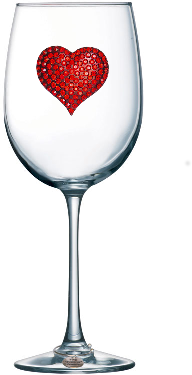 Red Heart Jeweled Stemmed Wine Glass - Arc International Luminarc Cachet White Wine Glass, (800x800), Png Download