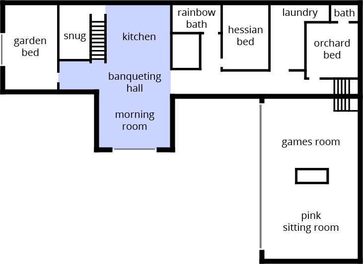 Kitchen, Banqueting Hall & Morning Room - Diagram (731x533), Png Download