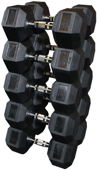 Sdrs650 Rubber Hex Dumbbell 55-75lb Pairs - Body Solid Rubber Coated Dumbbell Pairs 5-100lbs. (600x600), Png Download