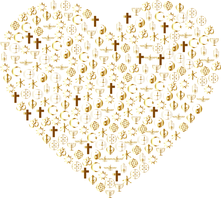 Religious Heart Filled Gold No Bg - Body Piercing Jewellery (772x694), Png Download