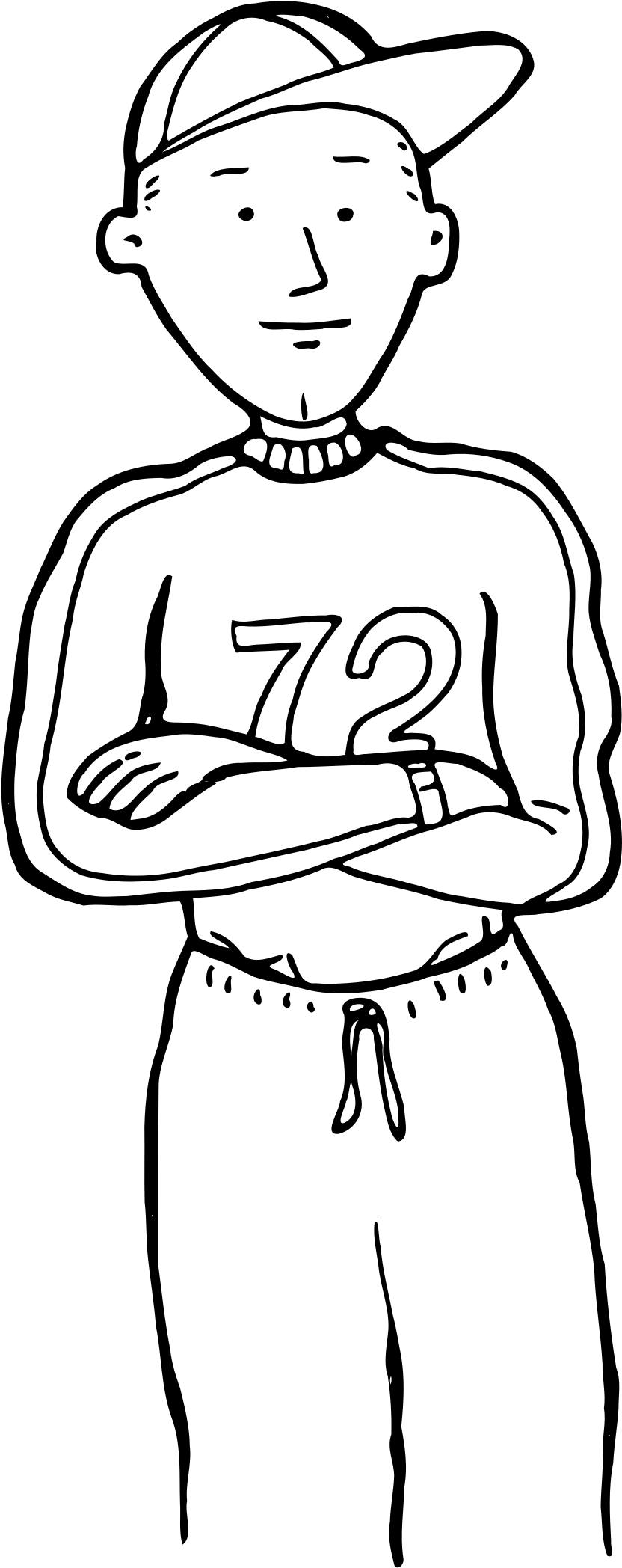 Drawing Boys Outline - Baseball Player (1131x2400), Png Download