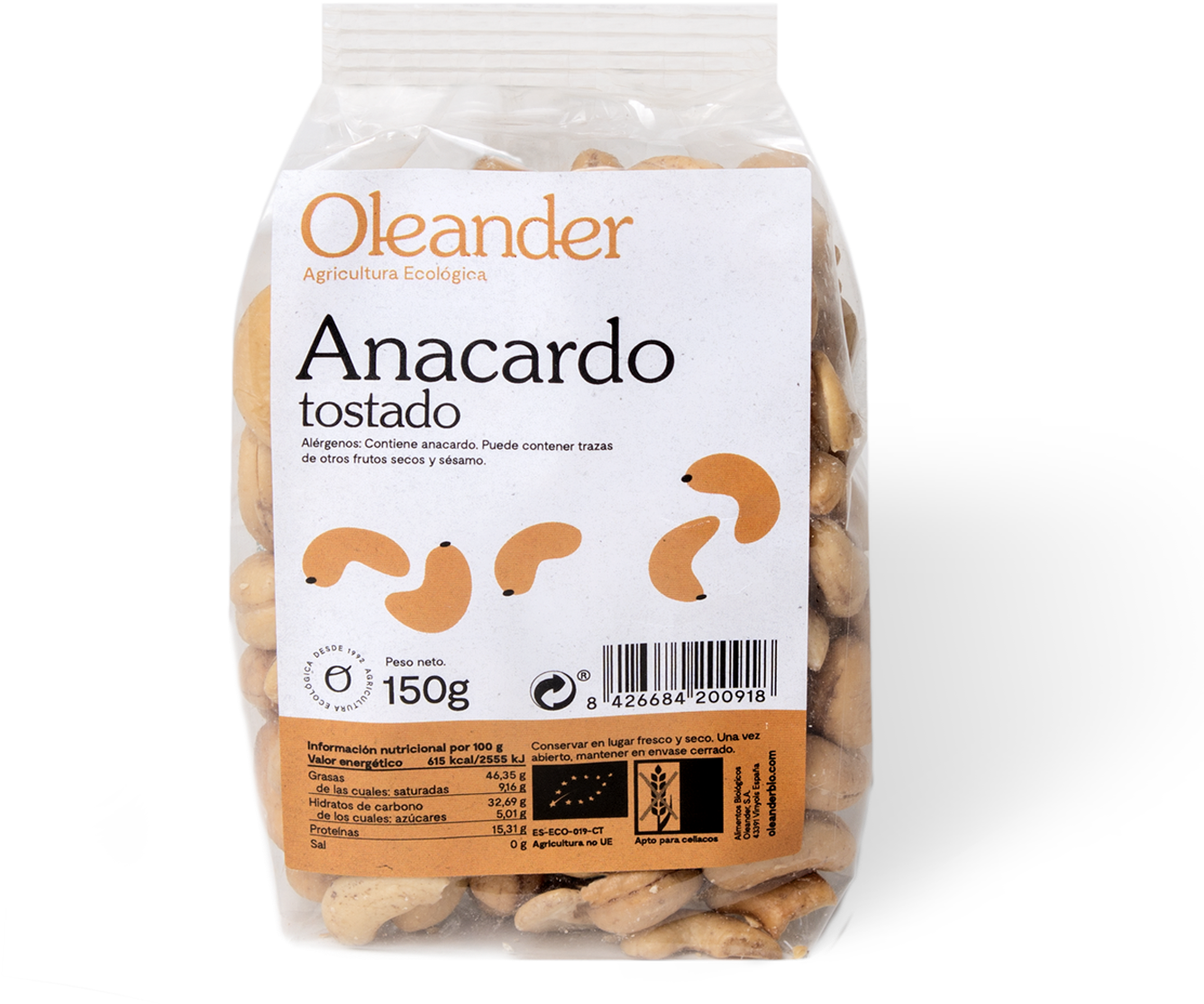 Roasted Cashews - Pistacho Tostado Salado Oleander (1349x2000), Png Download
