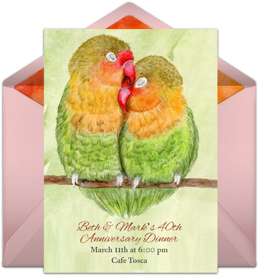 Anniversary Lovebirds Online Invitation - Greeting Card (650x650), Png Download