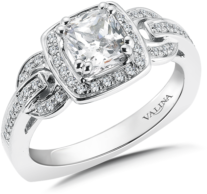 Valina Diamond Halo Engagement Ring Mounting In 14k - Engagement Ring (800x800), Png Download