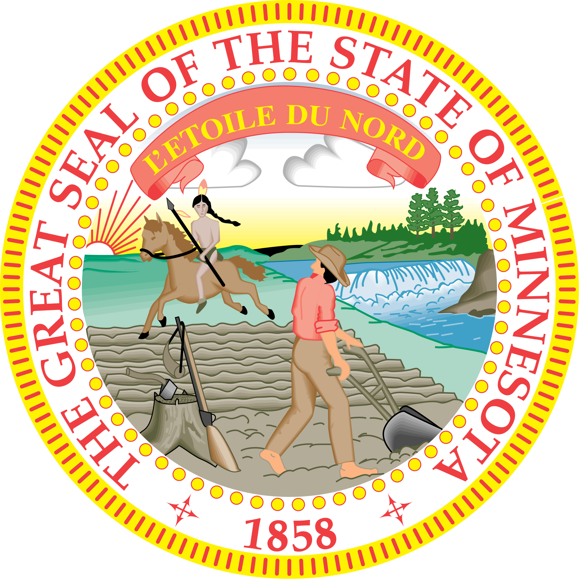 1861, The Minnesota State Seal, Minnesota's Official (2000x2000), Png Download