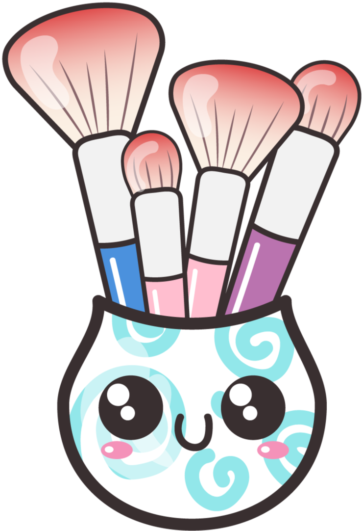 Makeup Brushes In A Cup By Barovlud - Cartoon Makeup Brushes (739x1082), Png Download