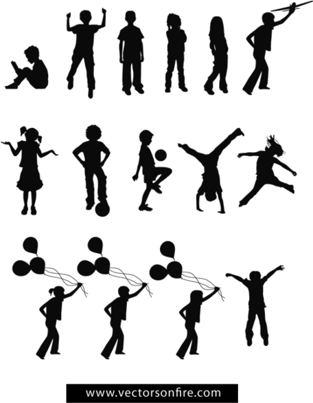 Playing Children Silhouettes - Health And Physical Education (ebook) (455x613), Png Download