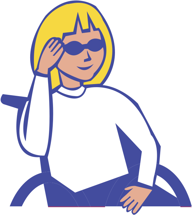 People, Girl, Cartoon, Wheelchair, Hair, Sunglasses - Sunsquad Clipart (571x640), Png Download