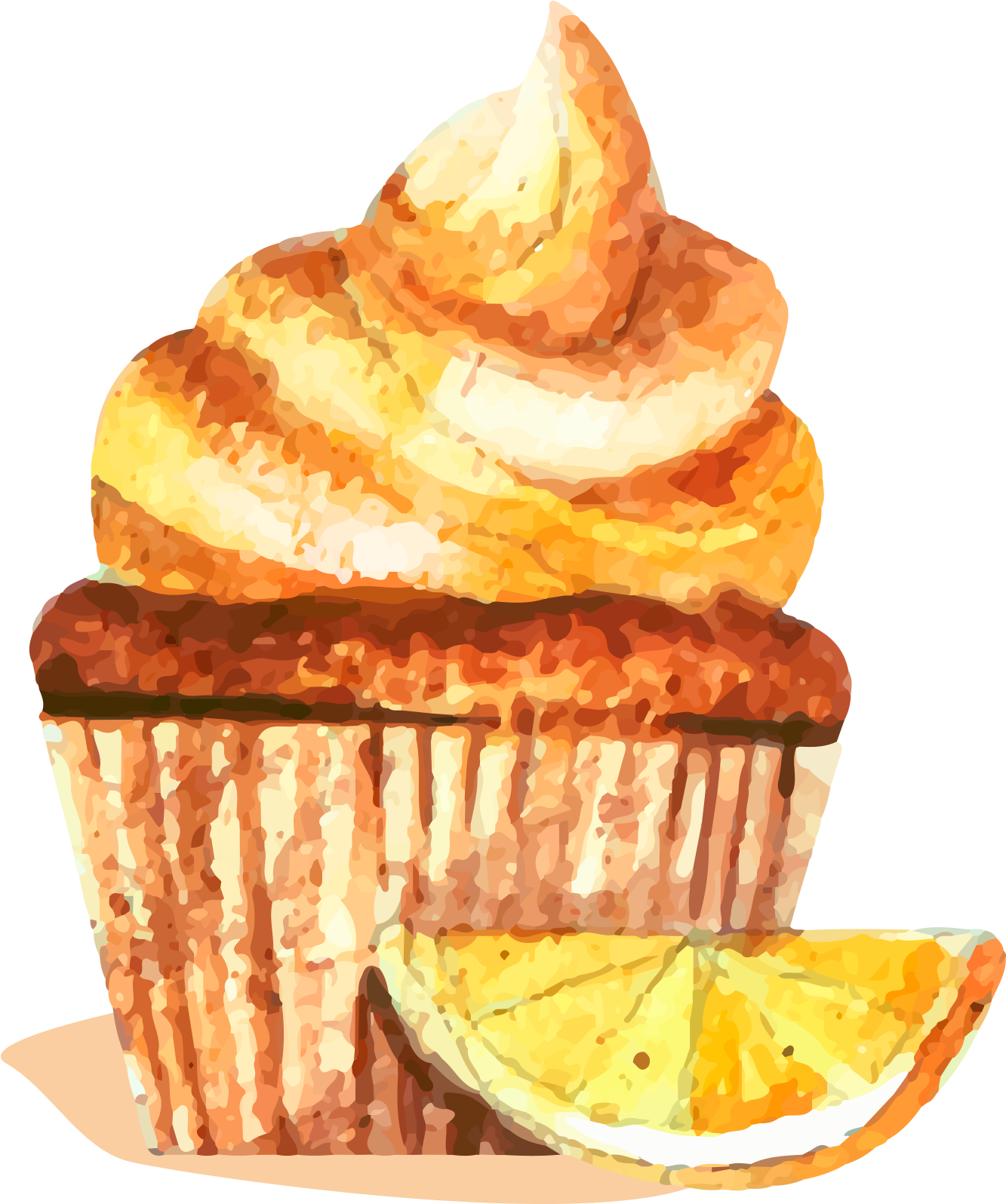 Cupcake Watercolor Painting Cake - Draw Ice Cream Cupcake (2000x2000), Png Download