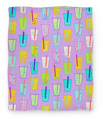 Boba Bubble Tea Pattern Blanket - Blanket (484x484), Png Download