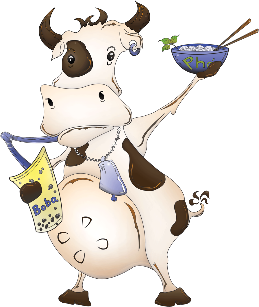 Bobo The Cow Loves Eating A Big, Hot Bowl Of Vegetarian - Cartoon (1000x1185), Png Download