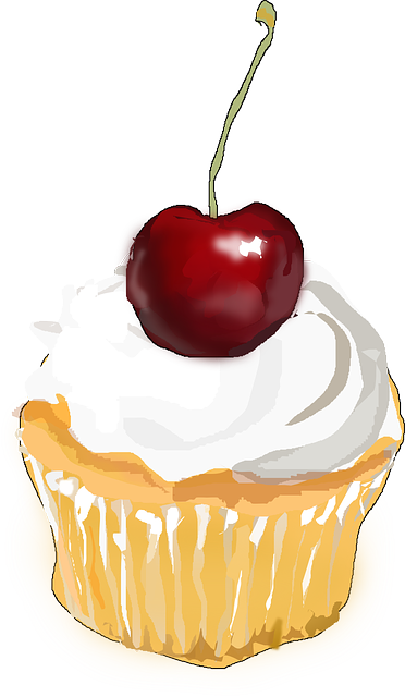 Cupcake, Tartlet, Cherry, Whipped Cream - Cupcake Clip Art Small (372x640), Png Download