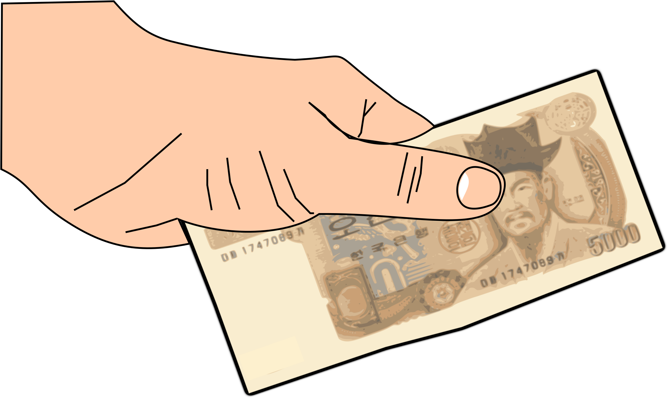 Money 5000won In Hand Icons Png - South Korean Money (2400x1477), Png Download