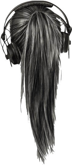 Black And White Girl Headphones Transparent Favim - Girl With Headphones Drawing (500x706), Png Download