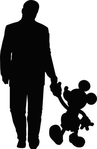 Mickey Head Silhouette Png Banner Freeuse - Walt Disney And Mickey Mouse Silhouette (311x480), Png Download