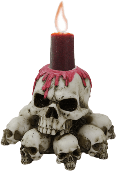 Red Wax Skull Candle Holder - Melting Blood Skull On Skull Heaps Candleholder Sculpture (555x555), Png Download